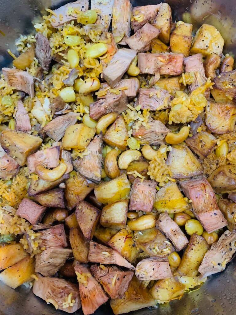 Fresh Biranj ingredients including chhuhara, cardamom and whole spices